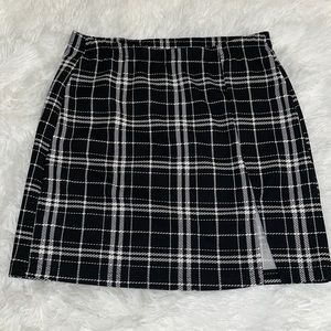 Plaid Slit Hem Skirt, Size S